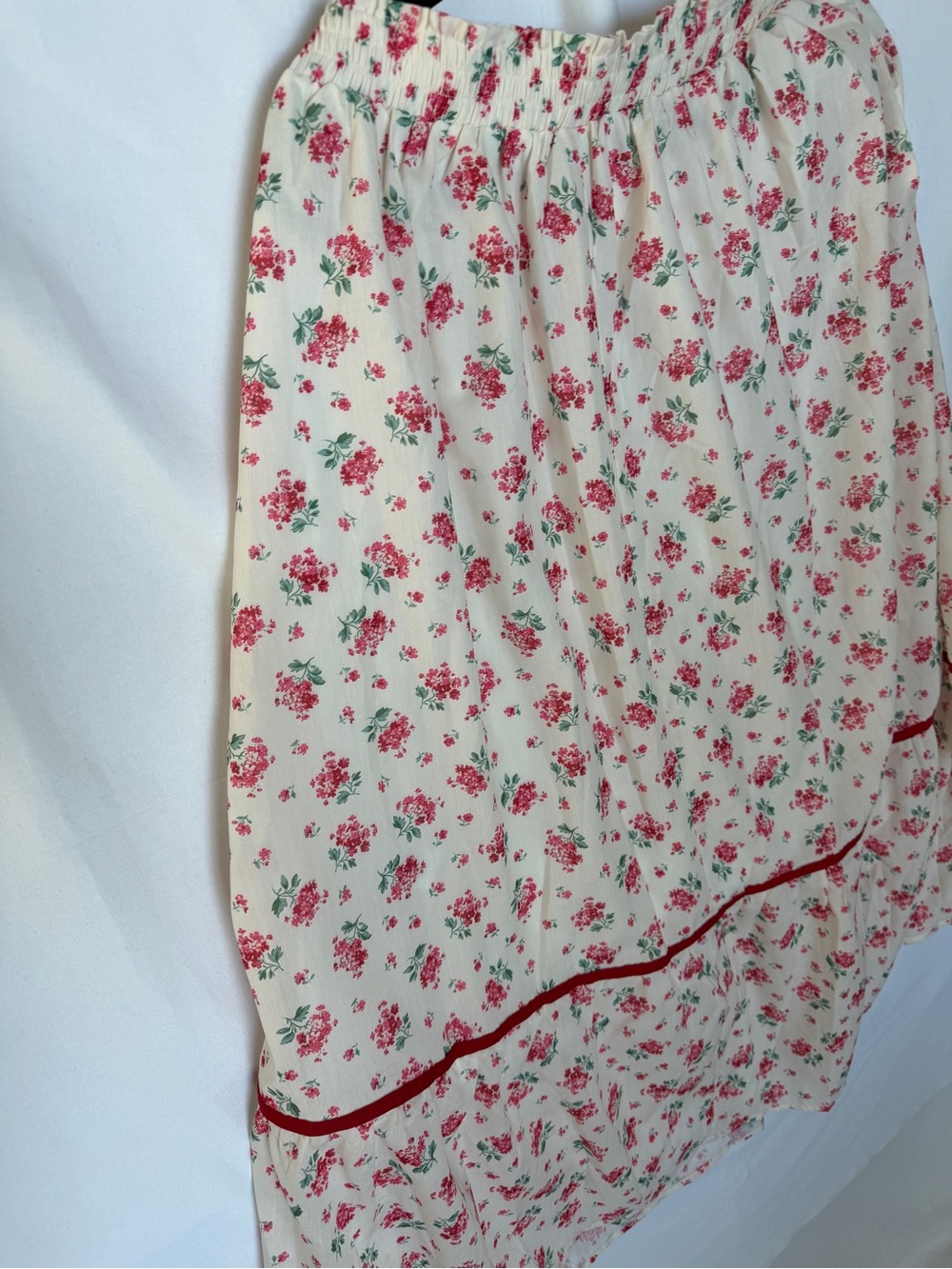Polagram Cream Floral Tiered Skirt with Pink Roses - Picture 6 of 10